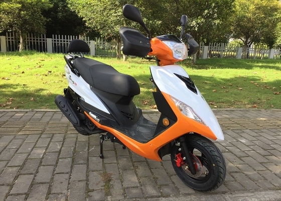 China Weißes orange Gas-Moped-Fahrrad, gasbetriebene Moped-Roller CDI-Zündung fournisseur